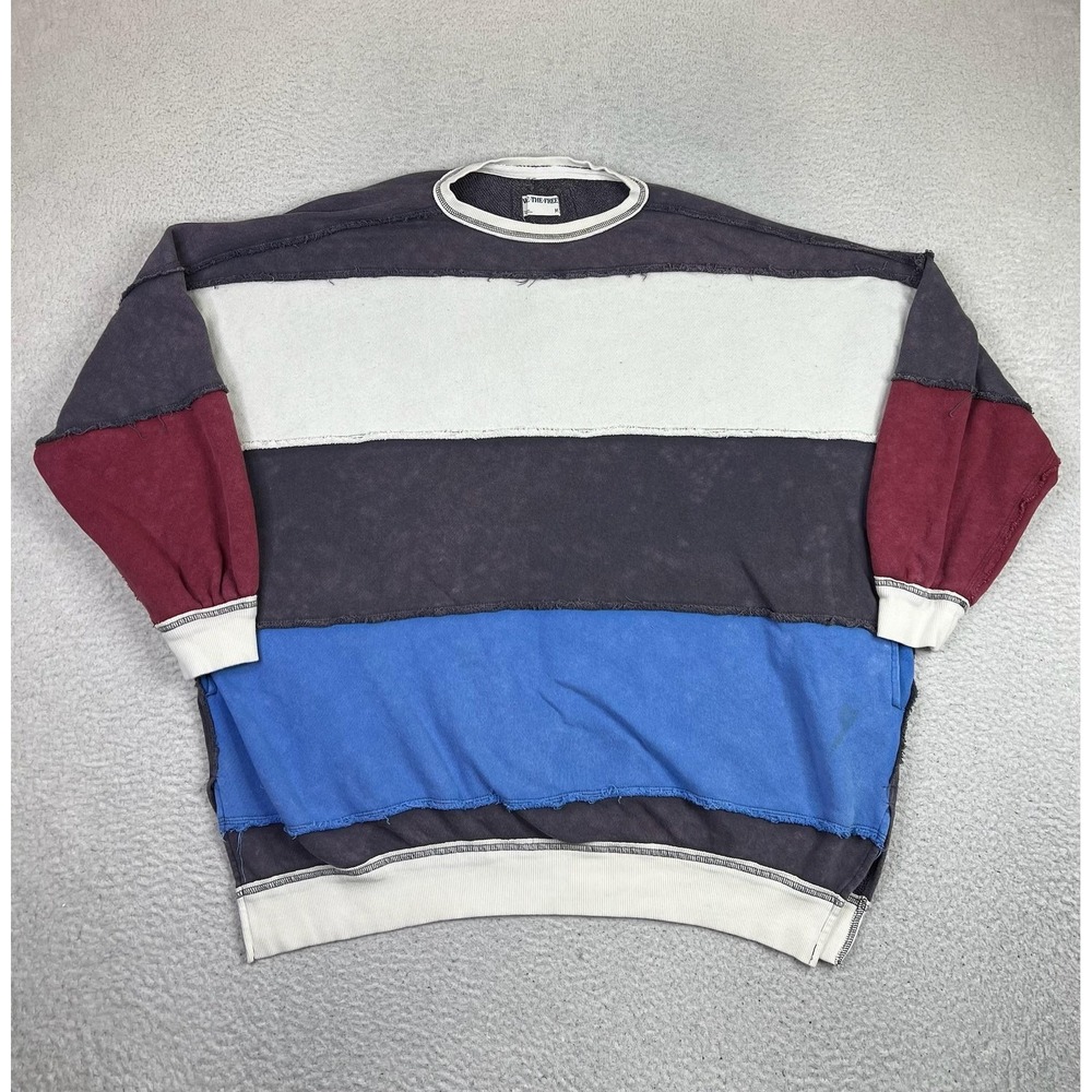 We The Free Shirt Womens Medium Multicolor Colorblock Raw Hem Oversized